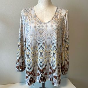 NWT Liverpool Chill Tie Dye Patterned Women's Top Size L